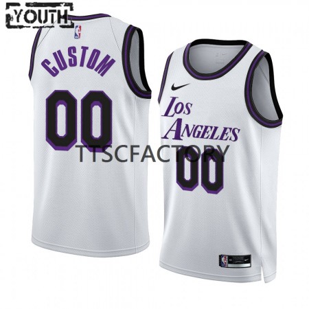 Kinder NBA Los Angeles Lakers Trikot Benutzerdefinierte Nike 2022-23 City Edition Weiß Swingman